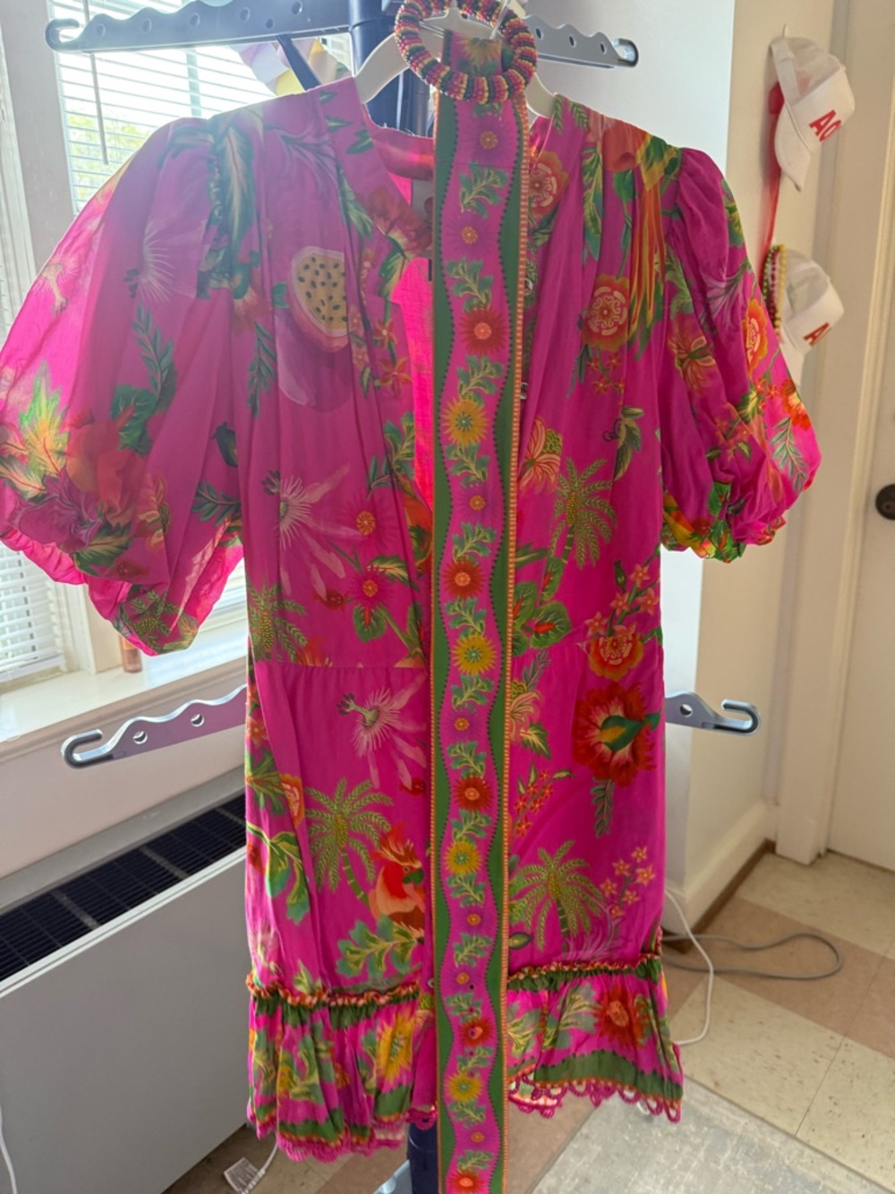 FARM Rio Hot Pink Tropical Print Mini Dress